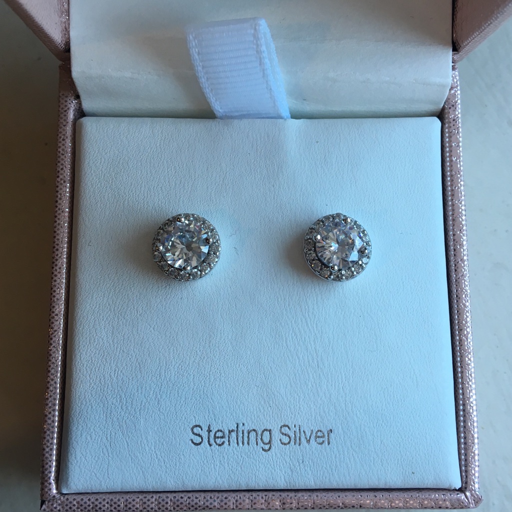 Addison Blvd Sterling Silver Halo Earrings